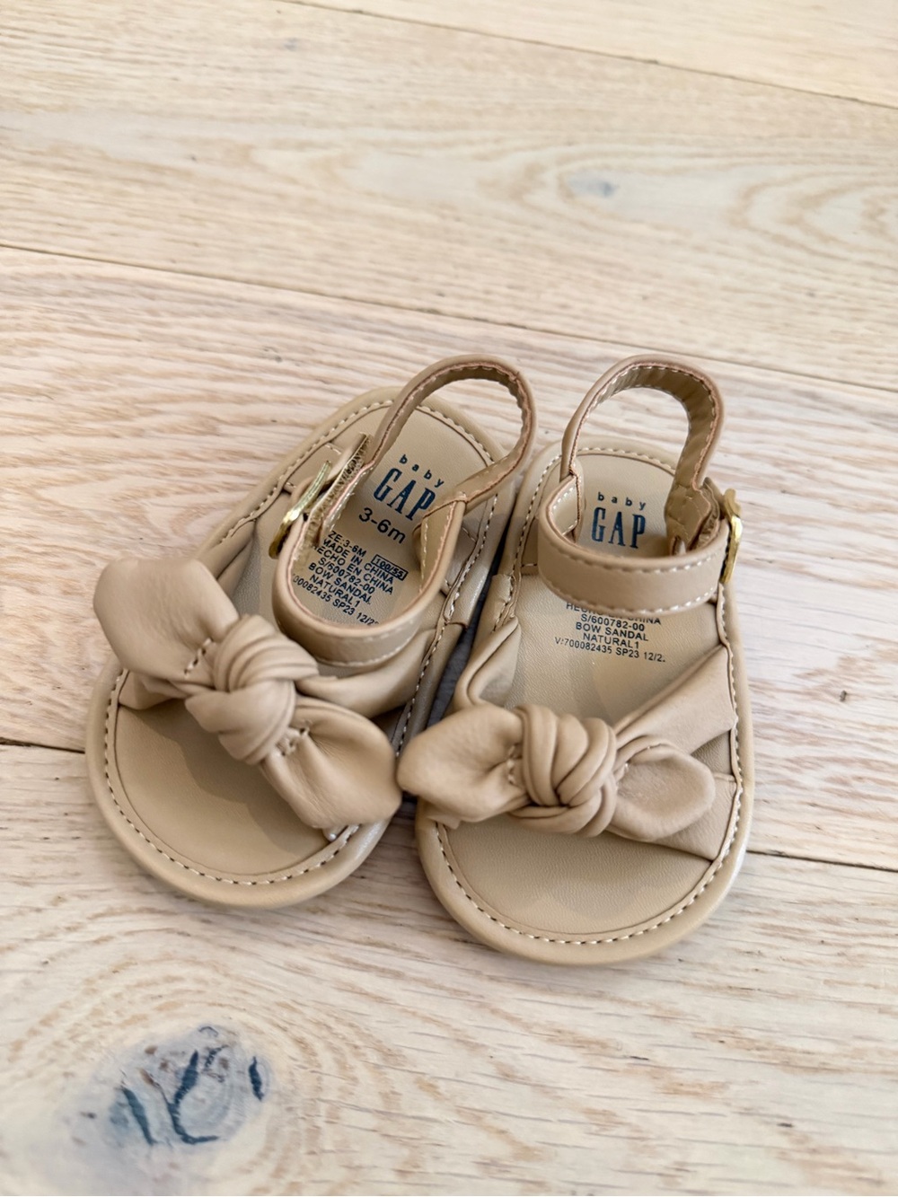 GAP Beige Baby Knot Sandals with Ankle Strap 3-6 months